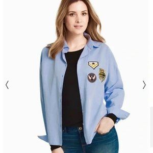 White House Black Market Shirt Button Up Patches Tunic Women’s